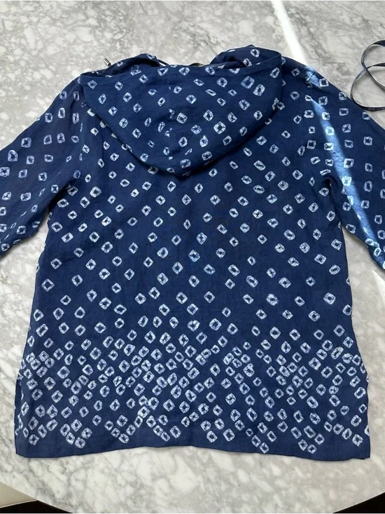 Tommy Bahama NWT Navy Blue Printed Linen Hooded Tunic $138 Retail - Picture 15 of 15
